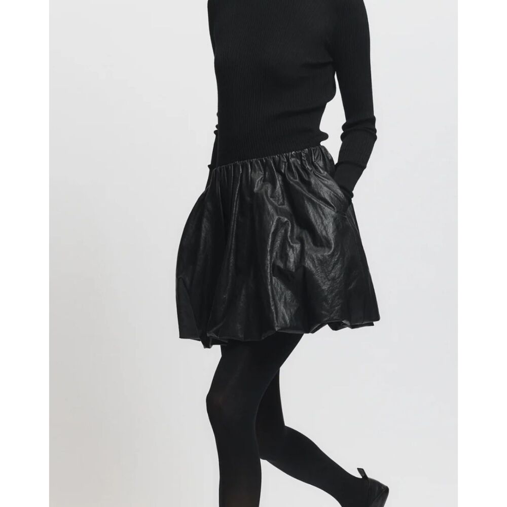SAINT ART Sean Faux Leather Bubble Skirt Black Small